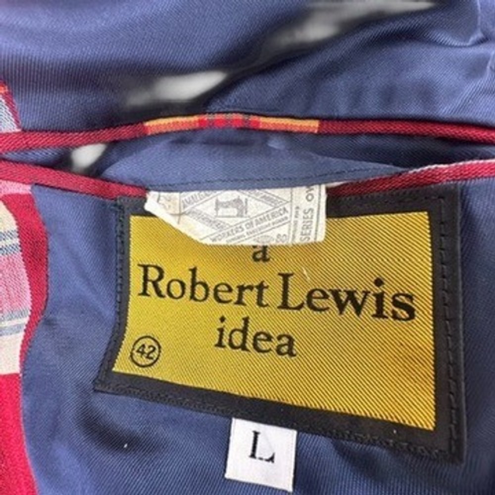 Robert Lewis Idea 42 L Mens Blazer Vintage‎ Patchwork Plaid Red Multi Sport Coat - Picture 4 of 13